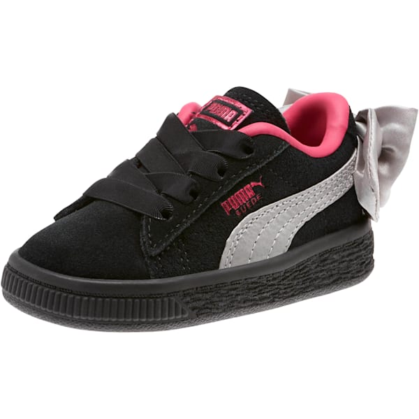 Suede Bow Toddler Shoes, Puma Black-Fuchsia Purple, extralarge
