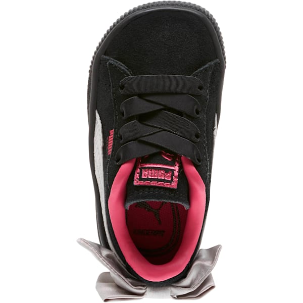 Suede Bow Toddler Shoes, Puma Black-Fuchsia Purple, extralarge