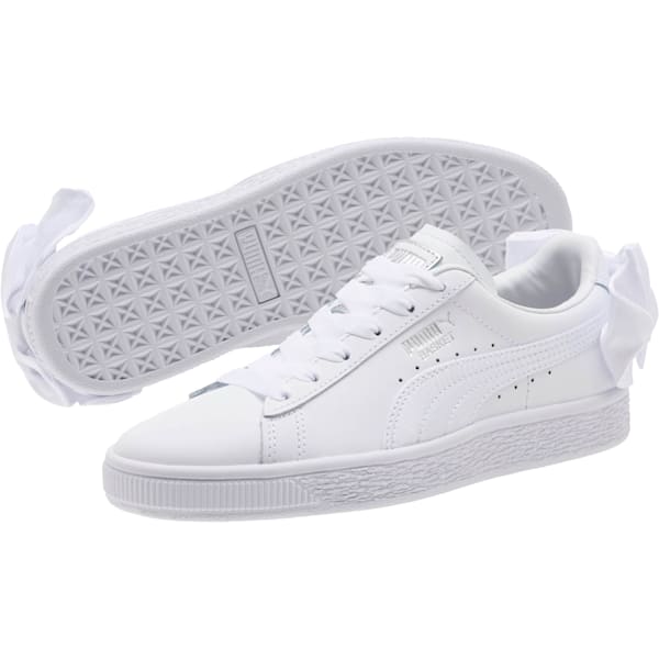 Basket Bow Sneakers JR, Puma White-Puma White, extralarge
