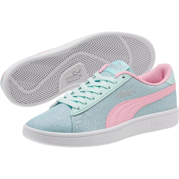 Puma smash glitz toile enfant rose argent enfants