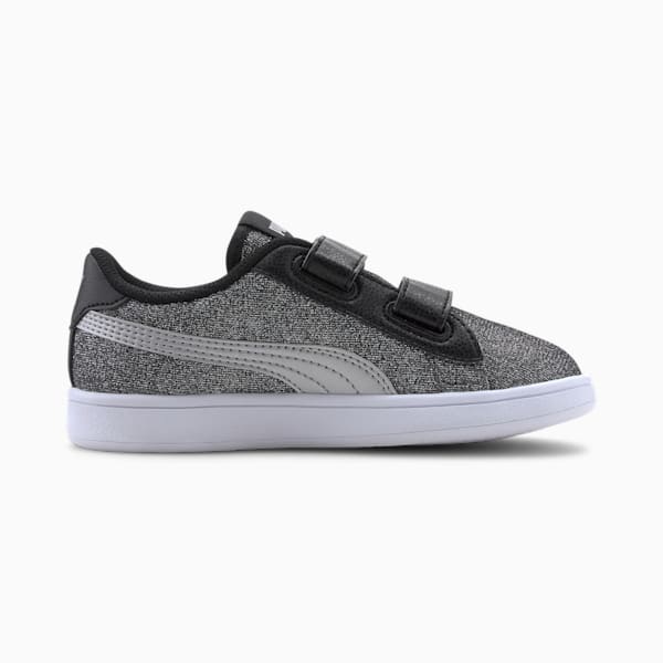 キッズ ガールズ プーマ スマッシュ V2 グリッツグラム V PS スニーカー 17-21cm, Puma Black-Puma Silver-Puma White, extralarge-JPN