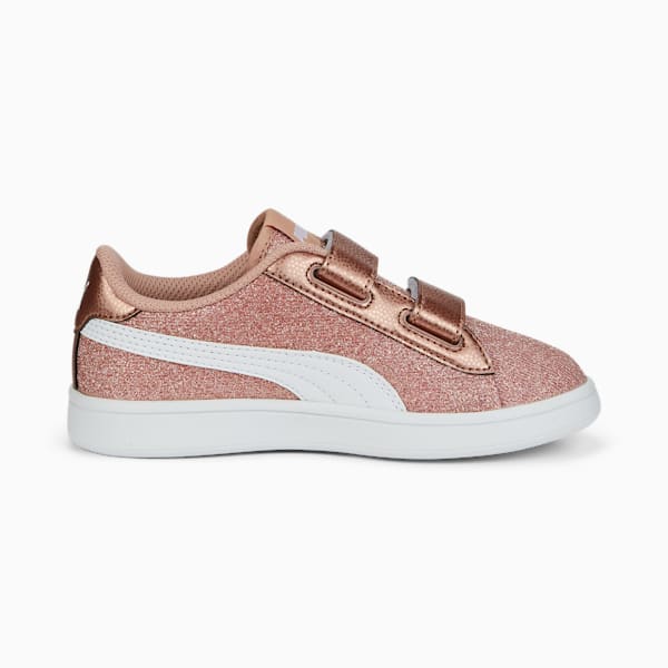 PUMA Smash v2 Glitz Glam Little Kids' Shoes, Rose Gold-Puma White, extralarge