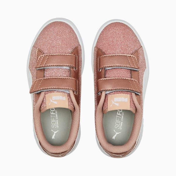 PUMA Smash v2 Glitz Glam Little Kids' Shoes, Rose Gold-Puma White, extralarge