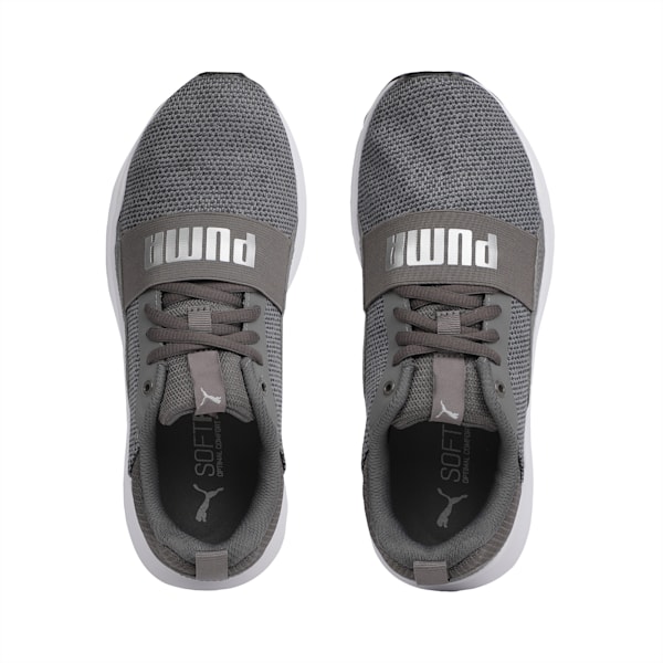 Wired Knit Kid's Shoes, Charcoal Gray-Puma Silver, extralarge-IND