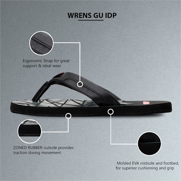 Wrens GU Flip-Flops, Puma Black-Castor Gray-Flame Scarlet, extralarge-IND