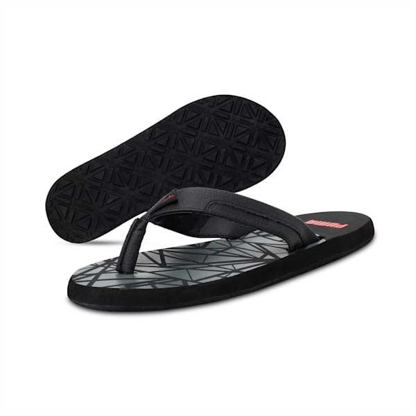 Wrens GU Flip-Flops, Puma Black-Castor Gray-Flame Scarlet, extralarge-IND