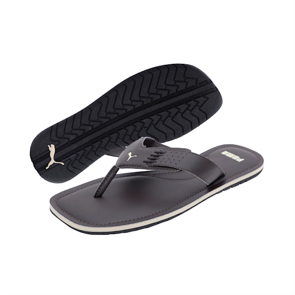 Caper NU Men's Flip-Flops, Chocolate Brown-Pale Khaki, extralarge-IND