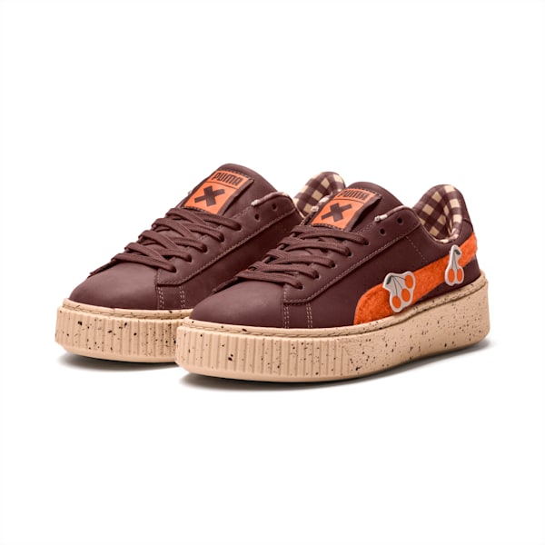 PUMA X TINYCOTTONS Basket Platform Sneakers JR, Bitter Chocolate-Mandarin Orange-Appleblossom, extralarge