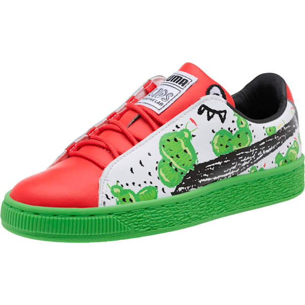 Basket Cactus Monster Sneakers JR, Poinsettia-Classic Green-Puma White, extralarge