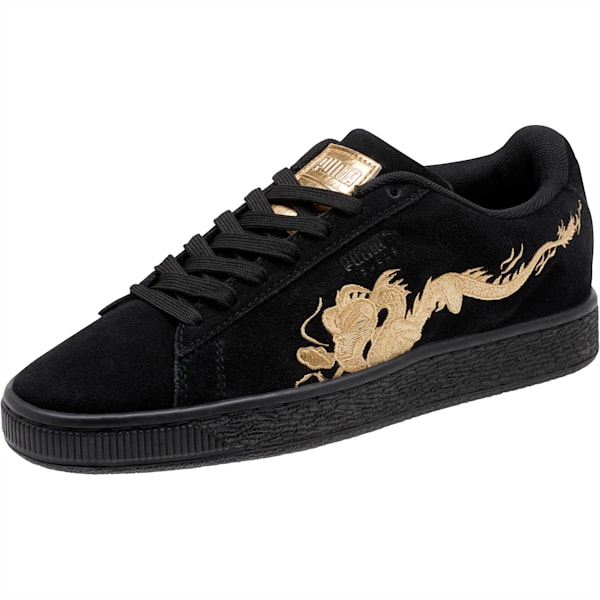 Suede Dragon Sneakers JR, Puma Black-Metallic Gold, extralarge