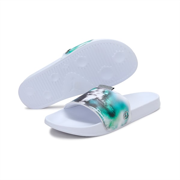 Mercedes-AMG Petronas F1 Leadcat Unisex Graphic Slides, Puma White-Spectra Green, extralarge-IND