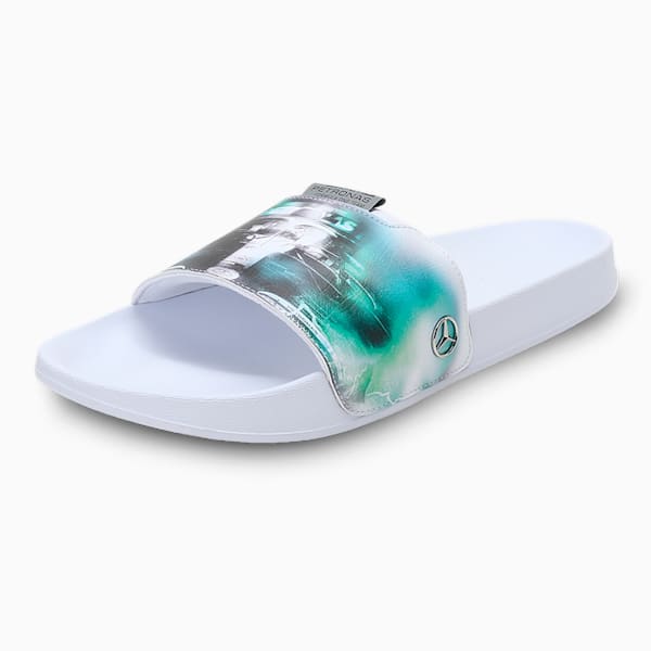 Mercedes-AMG Petronas F1 Leadcat Unisex Graphic Slides, Puma White-Spectra Green, extralarge-IND