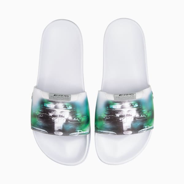 Mercedes-AMG Petronas F1 Leadcat Men's Graphic Slides, Puma White-Spectra Green, extralarge