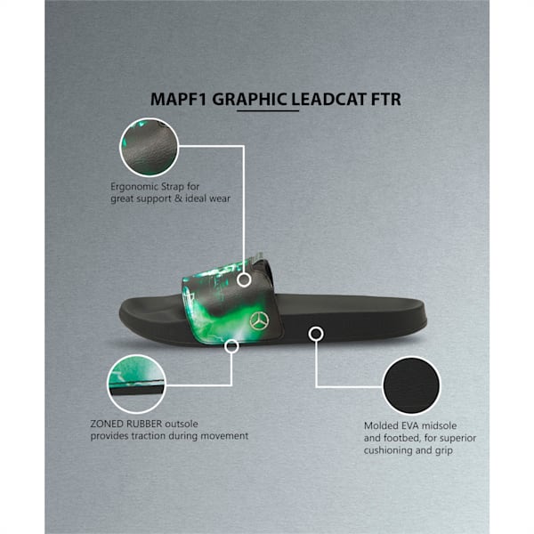 Mercedes-AMG Petronas F1 Leadcat Graphic Slides, Puma Black-Spectra Green, extralarge-IND
