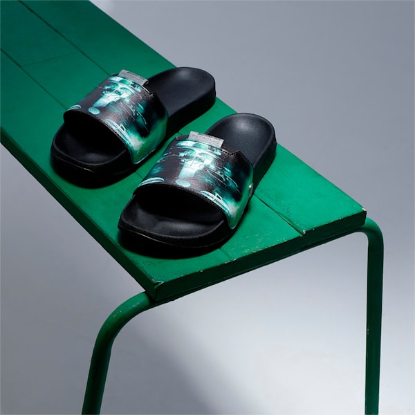 Mercedes-AMG Petronas F1 Leadcat Unisex Graphic Slides, Puma Black-Spectra Green, extralarge-IND