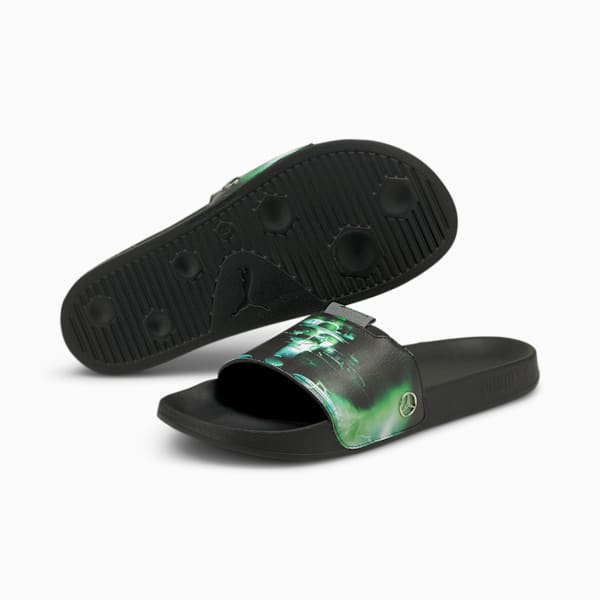 Mercedes-AMG Petronas F1 Leadcat Unisex Graphic Slides, Puma Black-Spectra Green, extralarge-IND