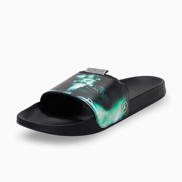 Mercedes-AMG Petronas F1 Leadcat Unisex Graphic Slides, Puma Black-Spectra Green, extralarge-IND