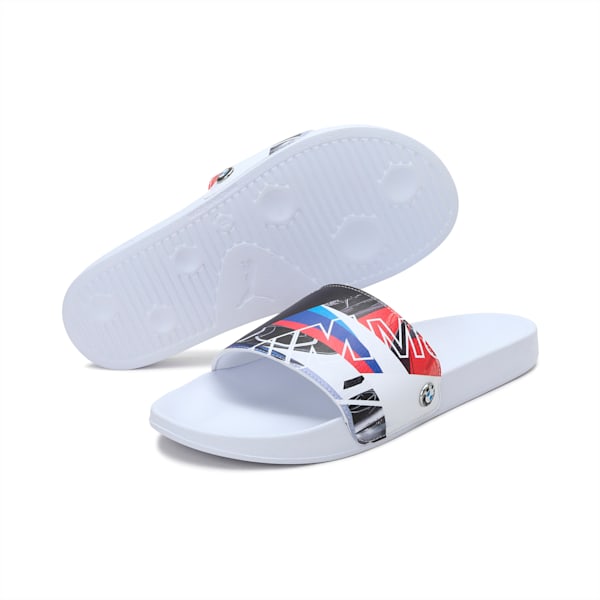 BMW M Motorsport Leadcat Unisex Graphic Slides, Puma White-Puma White-High Risk Red, extralarge-IND