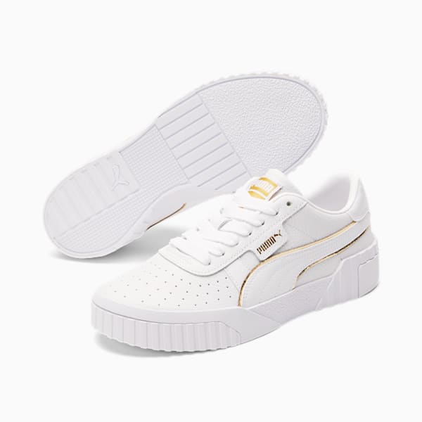 Cali Metallic Women's Sneakers, Puma White-Puma Team Gold, extralarge