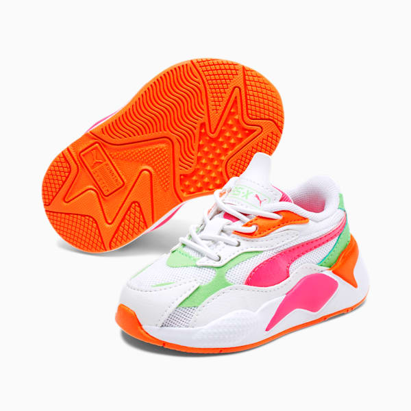 RS-X³ Crazy Toddler Shoes, Puma White-Glowing Pink-Summer Green, extralarge