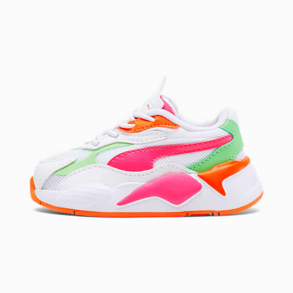 RS-X³ Crazy Toddler Shoes, Puma White-Glowing Pink-Summer Green, extralarge