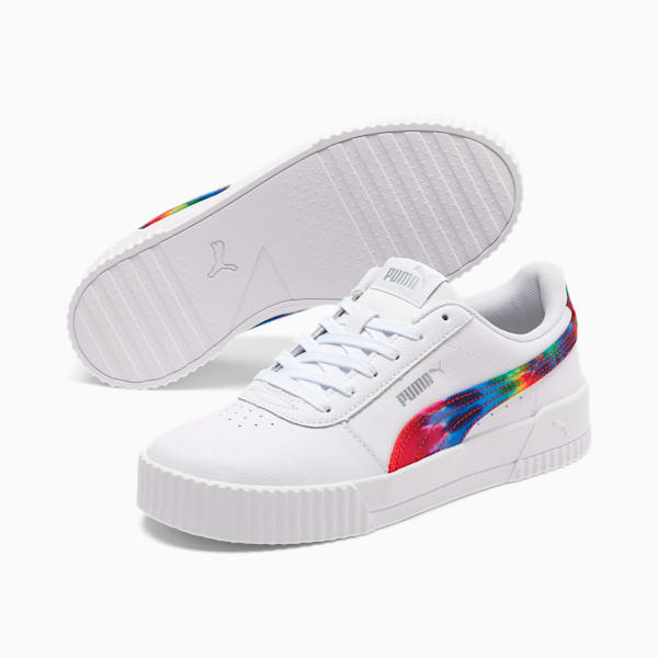 Carina Tie Dye Women's Sneakers, Puma White-Metallic Silver, extralarge