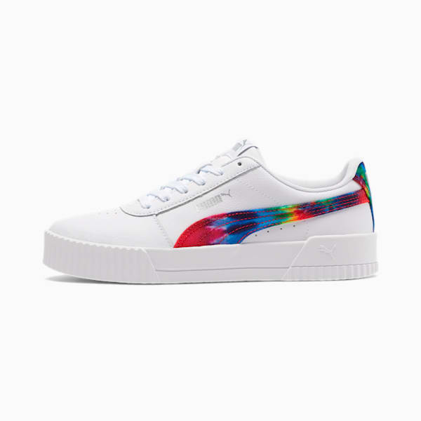 Carina Tie Dye Women's Sneakers, Puma White-Metallic Silver, extralarge