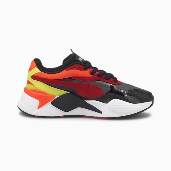 Tenis RS-X³ Neon Flame para Jóvenes, Puma Black-High Risk Red, extralarge