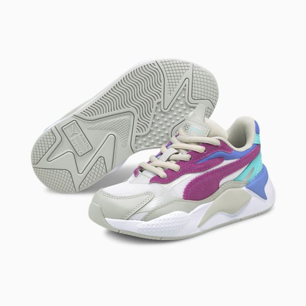 RS-X³ Neon Flame Kids' Shoes, Gray Violet-Byzantium, extralarge-IND