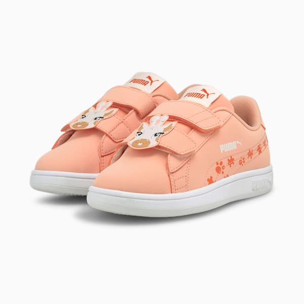 PUMA Smash v2 Summer Animals Little Kids' Shoes, Apricot Blush-Tigerlily, extralarge