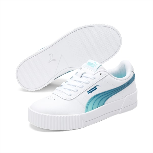 Carina Jelly Girls' Sneakers JR, Puma White-ARUBA BLUE-Digi-blue, extralarge