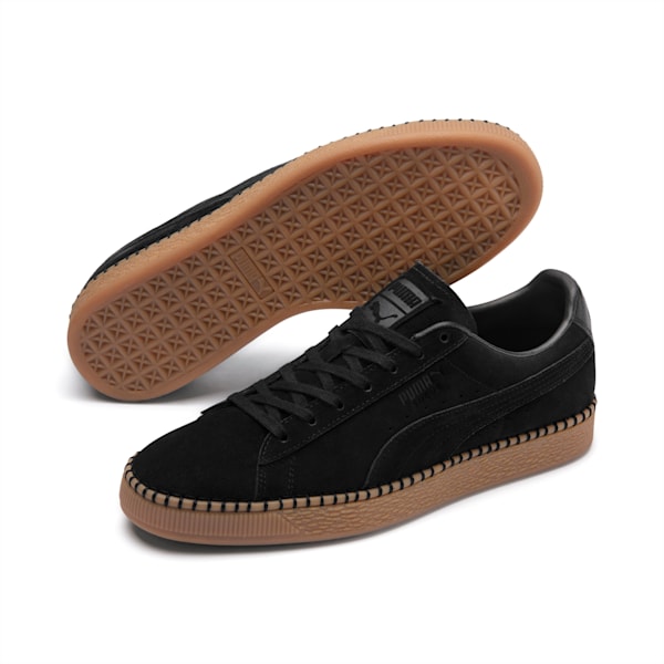 Suede Classic Blanket Stitch Sneakers, Puma Black-Gum, extralarge