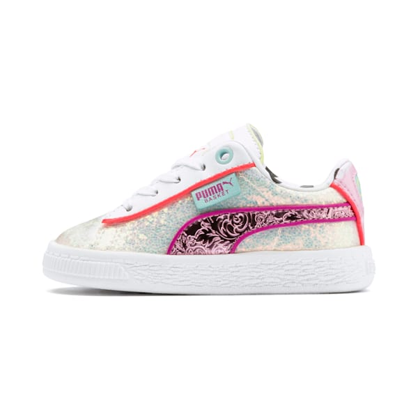 PUMA x SOPHIA WEBSTER Basket Little Kids' Shoes, Puma White-Pale Pink, extralarge