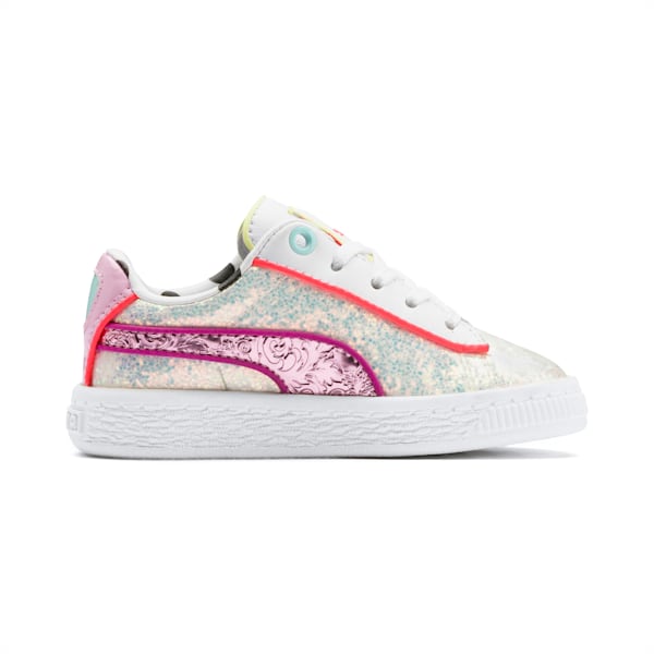 PUMA x SOPHIA WEBSTER Basket Little Kids' Shoes, Puma White-Pale Pink, extralarge