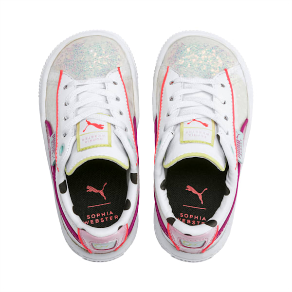 PUMA x SOPHIA WEBSTER Basket Little Kids' Shoes, Puma White-Pale Pink, extralarge