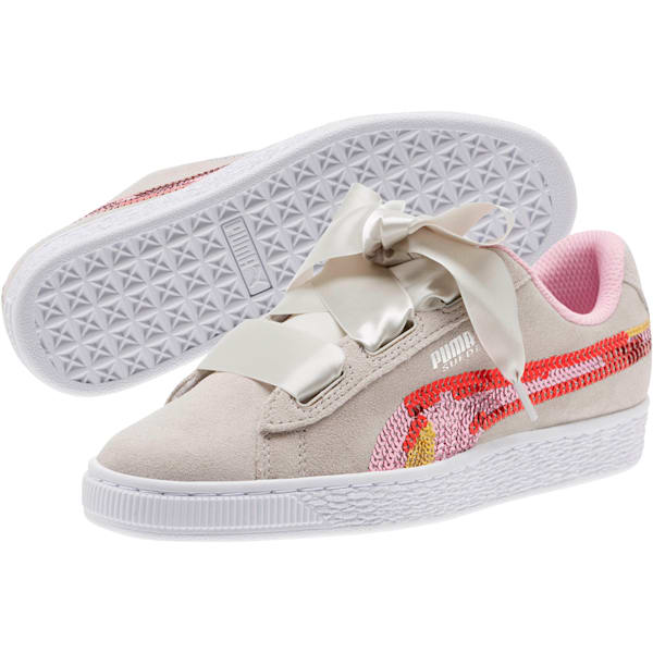 Suede Heart Trailblazer Sequin Sneakers JR, Gray Violet-Pale Pink, extralarge