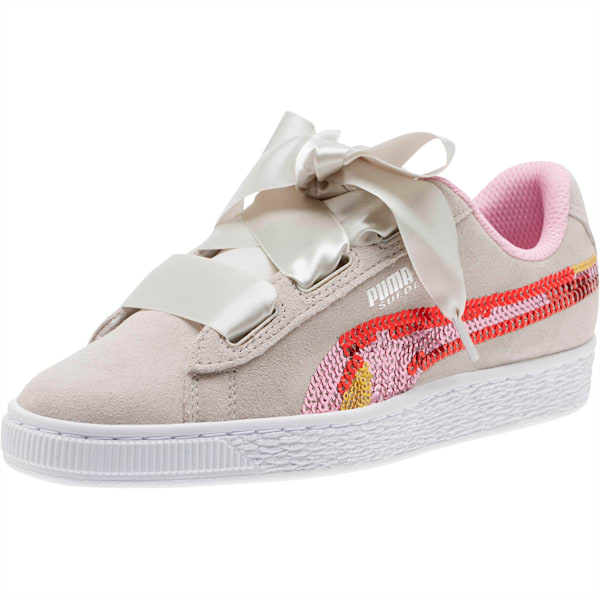 Suede Heart Trailblazer Sequin Sneakers JR, Gray Violet-Pale Pink, extralarge