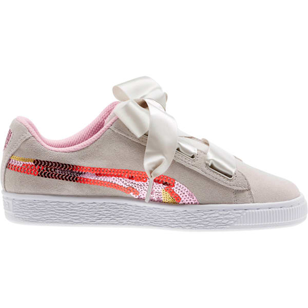 Suede Heart Trailblazer Sequin Sneakers JR, Gray Violet-Pale Pink, extralarge