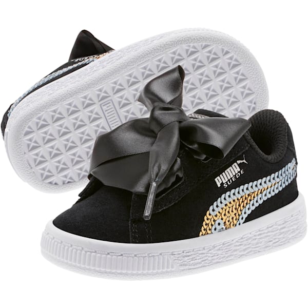 Suede Heart Trailblazer Sequin Little Kids' Shoes, Puma Black-Puma Team Gold, extralarge