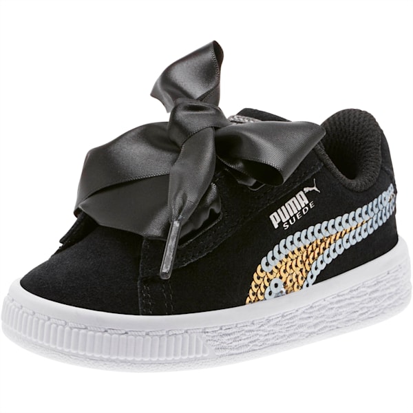 Suede Heart Trailblazer Sequin Little Kids' Shoes, Puma Black-Puma Team Gold, extralarge