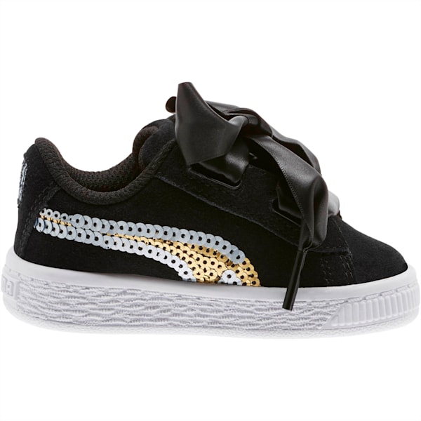 Suede Heart Trailblazer Sequin Little Kids' Shoes, Puma Black-Puma Team Gold, extralarge