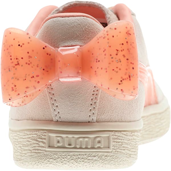 Suede Jelly Bow Sneakers JR, Whisper White-Peach Bud-Puma Silver, extralarge