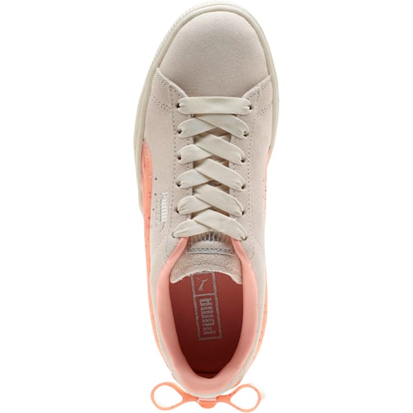 Suede Jelly Bow Sneakers JR, Whisper White-Peach Bud-Puma Silver, extralarge