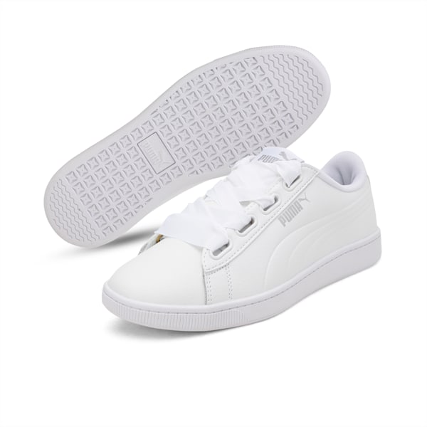 PUMA Vikky v2 Ribbon Core Women's Shoes, Puma White-Puma Silver, extralarge-IND