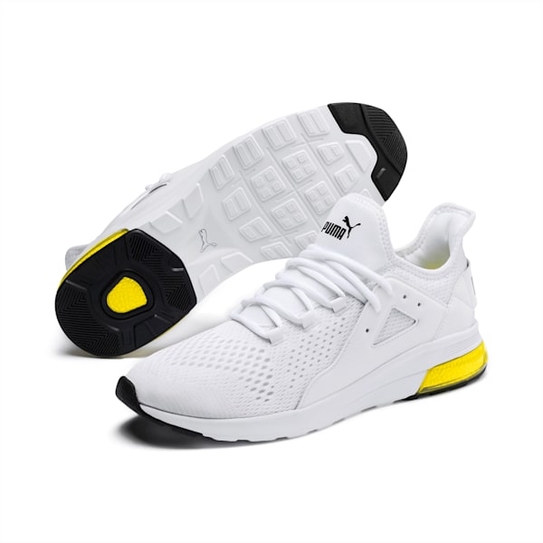 Electron Street Eng Mesh Men's Sneakers, Puma White-Puma Black-Blazing Yellow, extralarge
