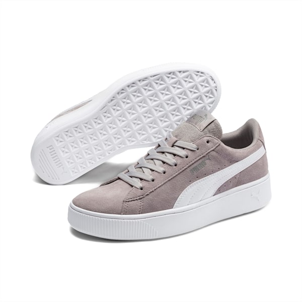 PUMA Vikky Stacked Suede Women’s Sneakers, Raindrops-Puma White, extralarge