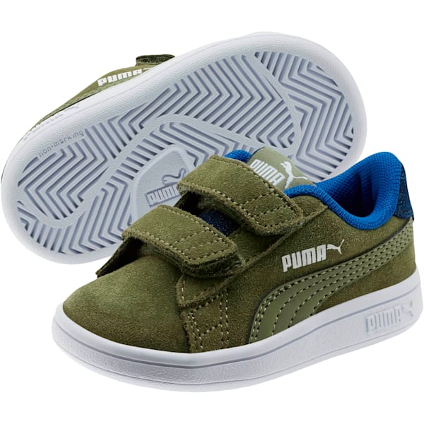 PUMA Smash v2 Denim AC Toddler Shoes, Olivine-Surf The Web-Puma White, extralarge