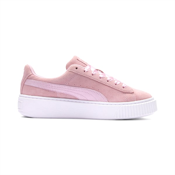 Suede Platform Galaxy Women's Sneakers, Pale Pink-Puma Silver, extralarge