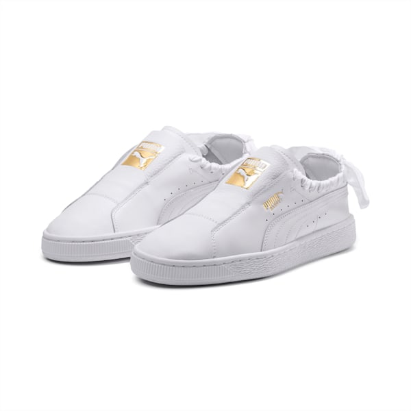 PUMA Basket Twist Women's Shoes, Puma White-Puma Team Gold, extralarge-IND