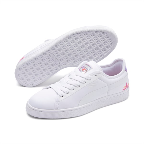 Basket Trailblazer Women’s Sneakers, Puma White-Fuchsia Purple, extralarge